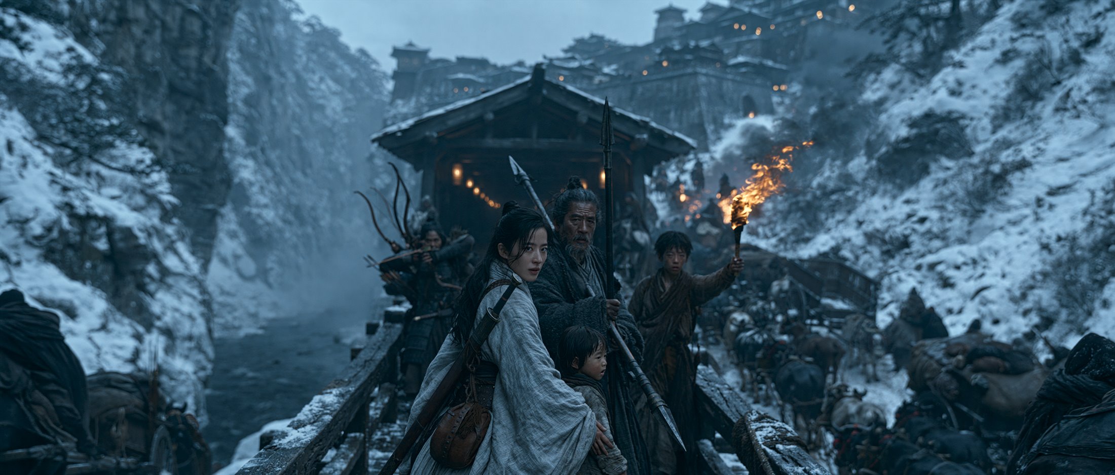 雪城关前独自远望的人